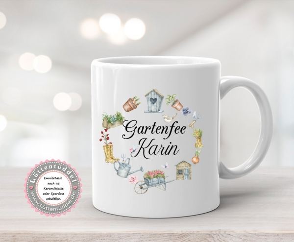 zauberhafter Blumentopf oder Becher, Tasche... Gartenfee Floristen Geschenk, Abschied, Gärtner, Hobbygärtner, Mitbringsel....von Lüttentüddel®